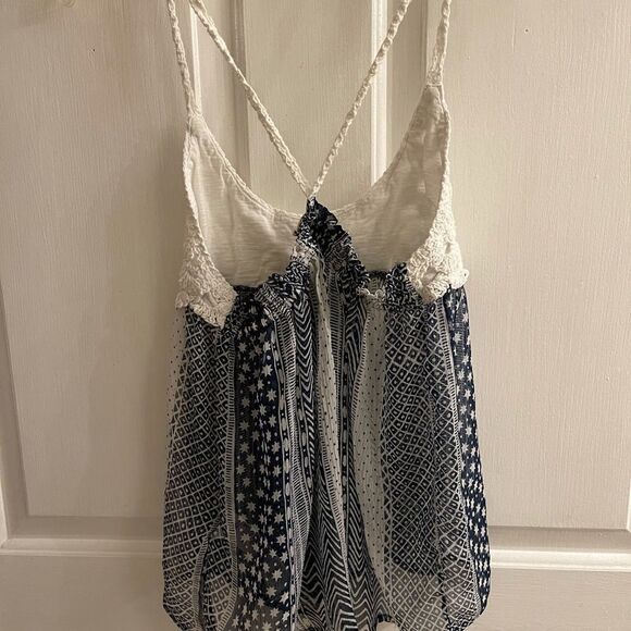 Hollister blue and white Tank Top, lace top and sheer bottom, size small - Picture 3 of 6